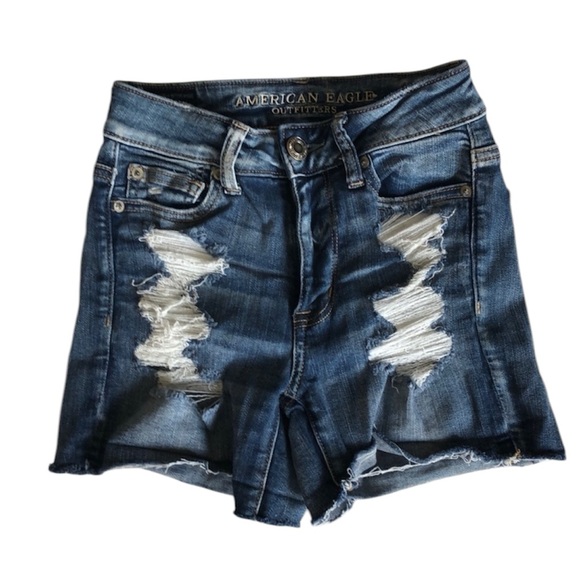 American Eagle Hi-Rise Shortie Jean Shorts - Picture 1 of 8